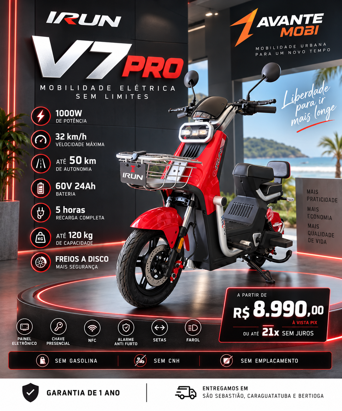Scooter elétrica V7 Pró